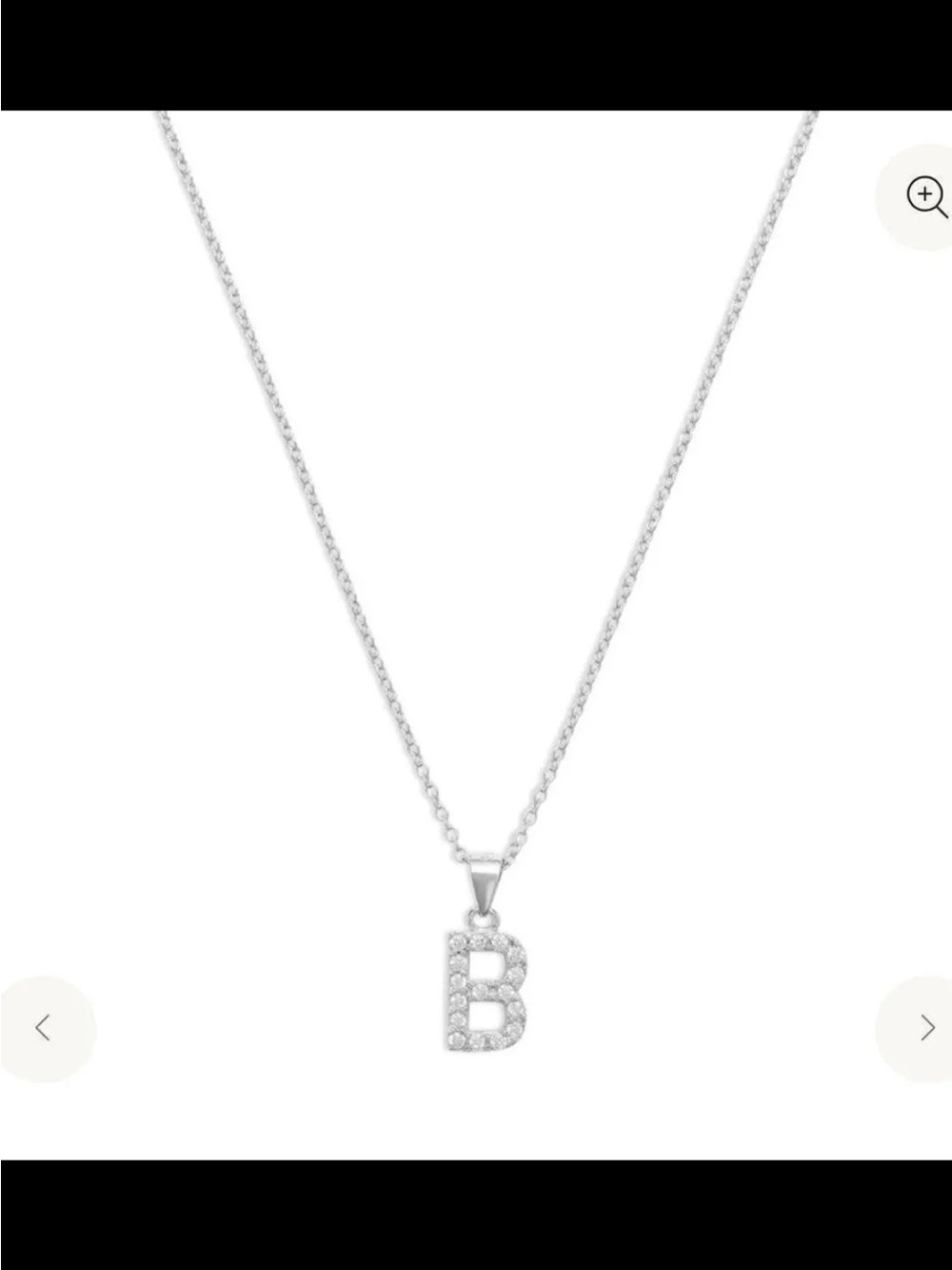 Initial B Pendant Necklace in Silver with Pavé Crystals
